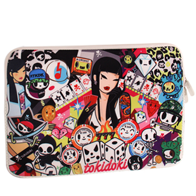 Poker Girl Pattern Soft Sleeve Case Zipper Bag with Dual-Zipped Close for 14 inch Laptop